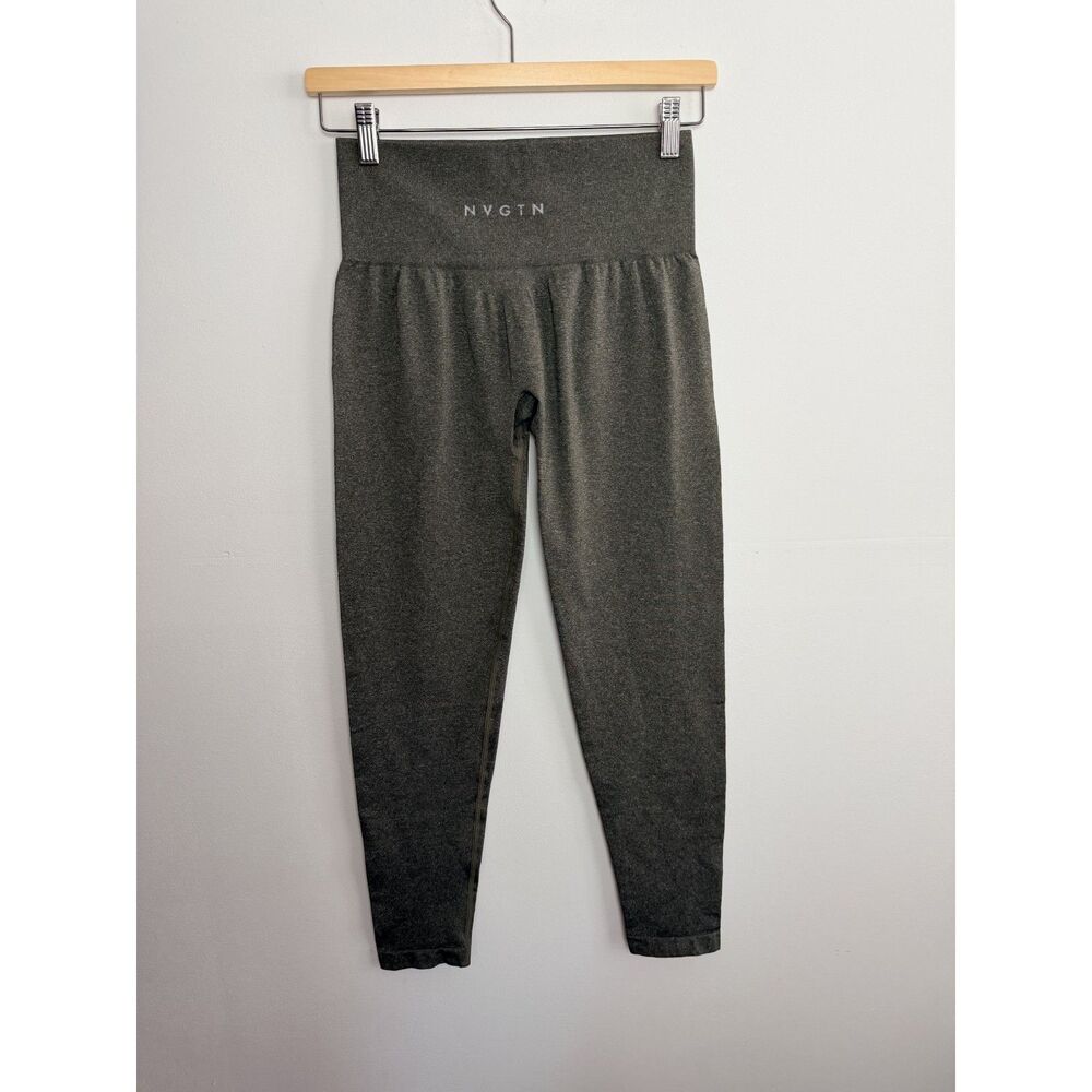 NVGTN Gray High Waist Seamless Leggings Womens Medium Gym Yoga Activewear - Picture 4 of 9
